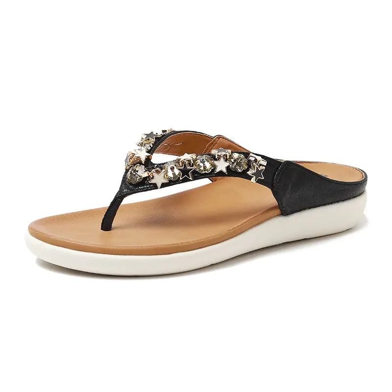 Rhinestone Fish Mouth Small Wedge Heel Sandals